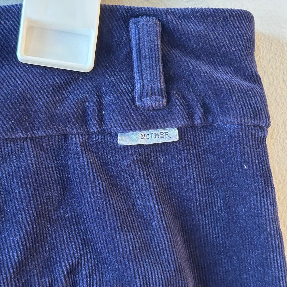 Mother The Big-League Prep‎ Cuff Heel Corduroy Pants Navy Blue Wide Leg - Picture 3 of 11